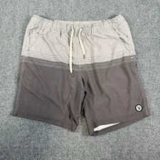Vuori Shorts Mens Medium Gray Striped Kore Lined Active Wear Drawstrings Gym