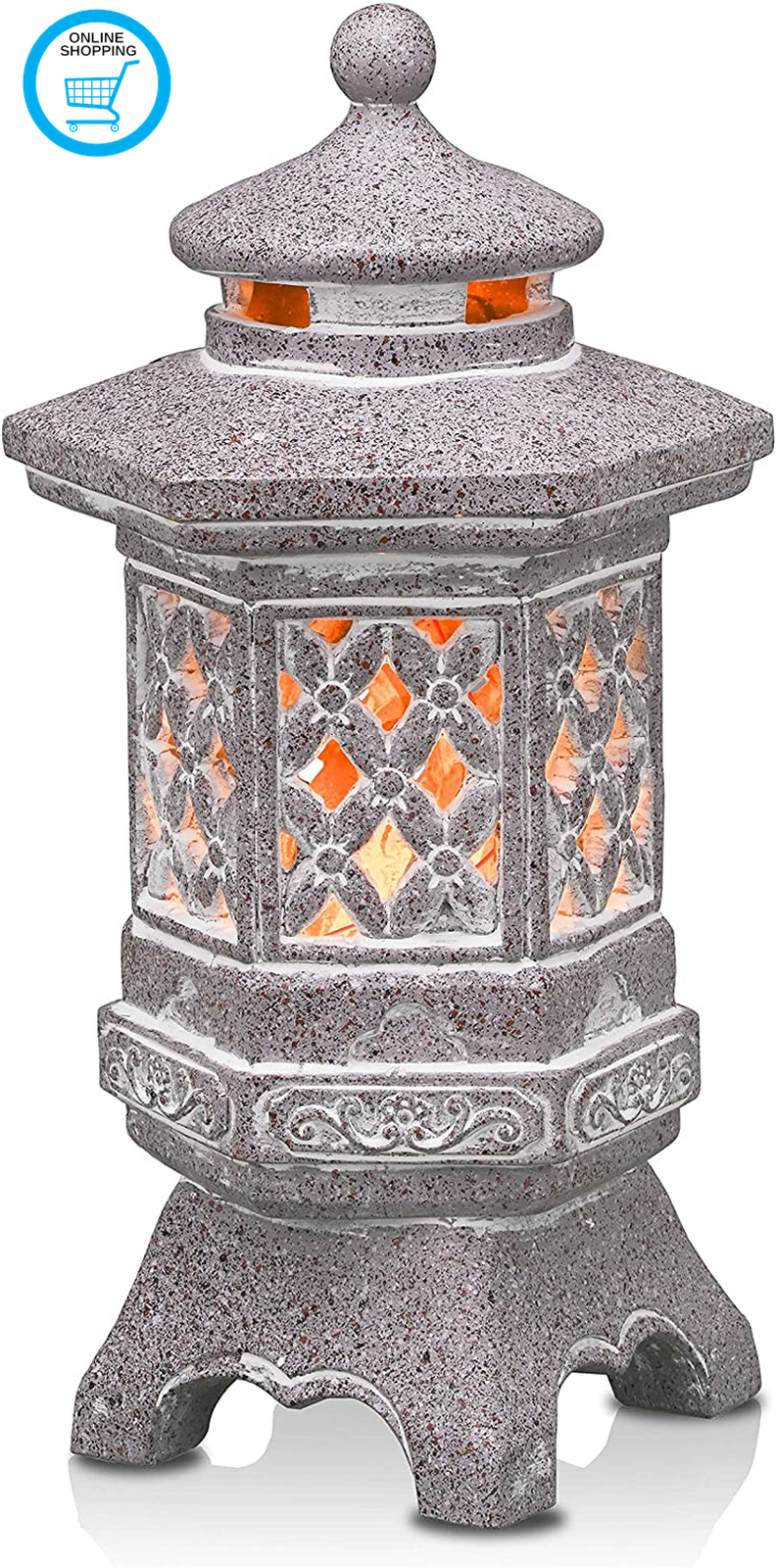 Garden Ornaments Outdoor, Japanese Decor, Zen Asian Solar White Pagoda Lantern,