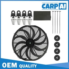 16" Universal Radiator Fan 12V Slim Push/Pull Cooling 120W Mounting Kit New