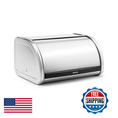 Brabantia Roll Top Bread Medium Matt Steel Large Metal Front Opening Bread