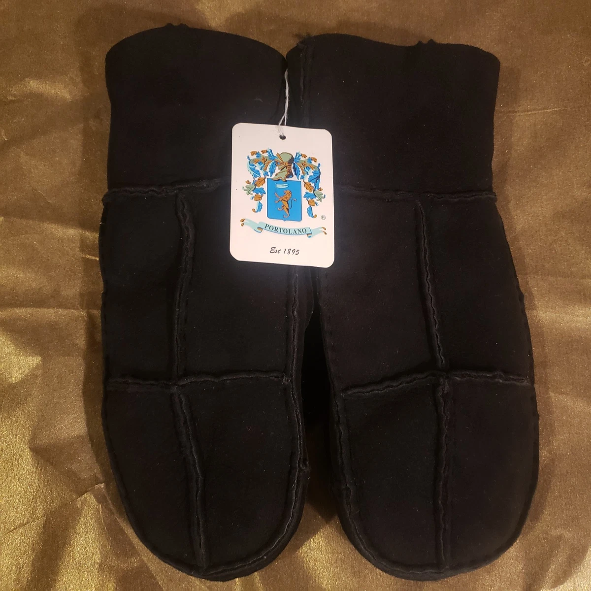 Black Portolano suede shearing lined hat and mittens Shearling Aviator Hat and Mittens Set - Black Napalan  main image 2