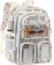 Clear Backpack for Girls Women Transparent Heavy Duty Bookbag Kids See through B