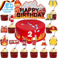 Feuerwehrmann Tortendeko Geburtstag Kuchen Deko Feuerwehrauto Cake Topper Happy