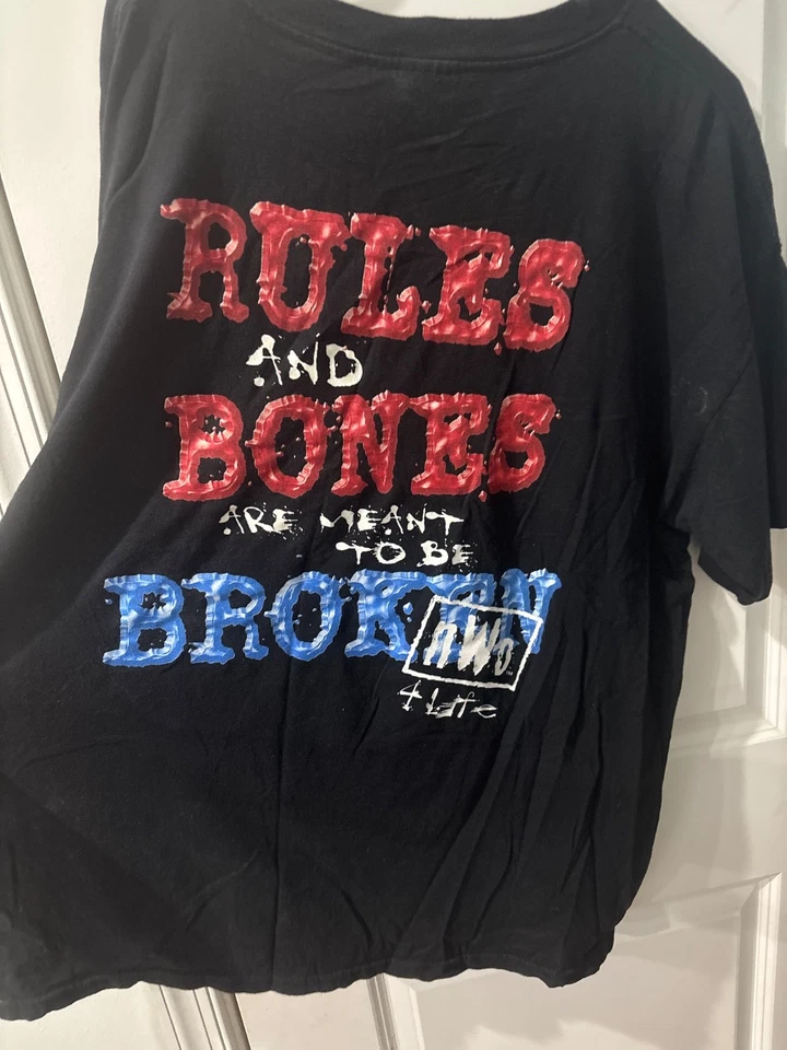 Camiseta De Colección Años 90 WCW NWO Rules & Bones 2XL XXL Auténtica Lucha RARA Foto 2 de 4