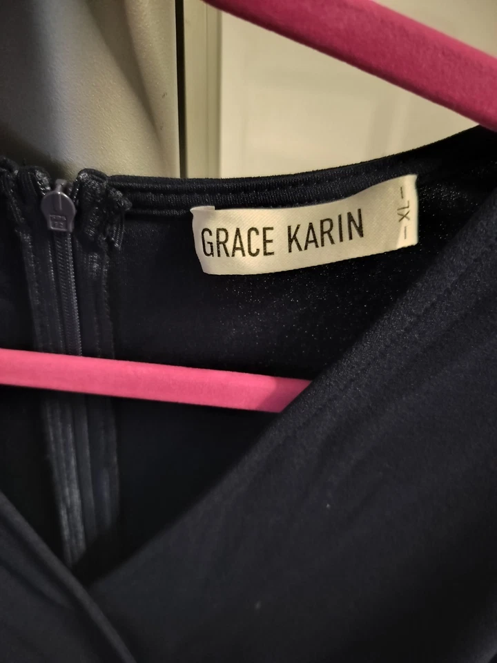 Vestido para mujer Grace Karin XL azul marino envolvente sintético manga 3/4 Foto 2 de 3