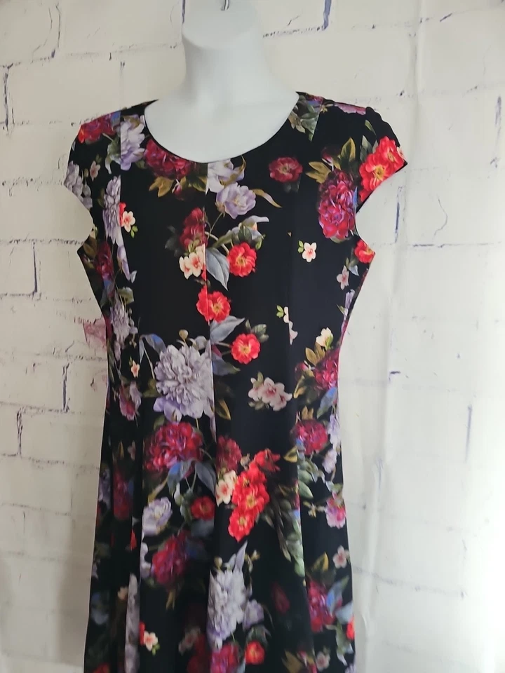 Vestido Vaina Floral Multicolor Marc Bouwer Talla XL Cuello Redondo Manga Corta Foto 3 de 4