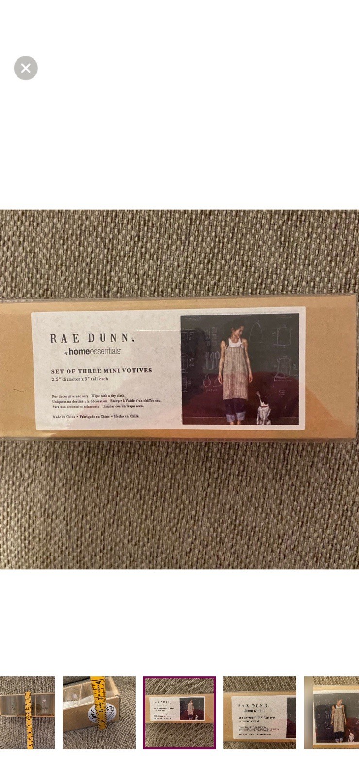 Rae Dunn by Home Essentials 3 Mini Glass Votive Candle Holders LOVE SPROUT GROW thumbnail 8