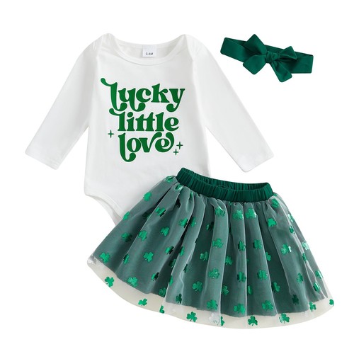 Baby Girl St. Patricks Day Outfit Newborn 3-6 Months Lucky Little Love Green