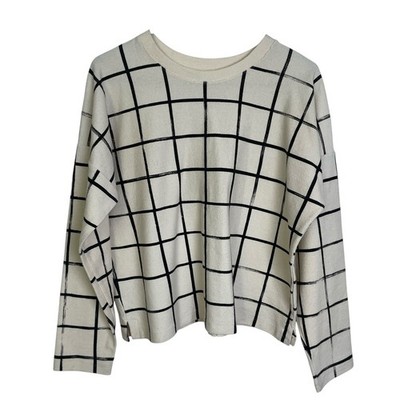 Make It Good Apparel Sweatshirt Pullover Natural Black Grid Handmade Oregon USA