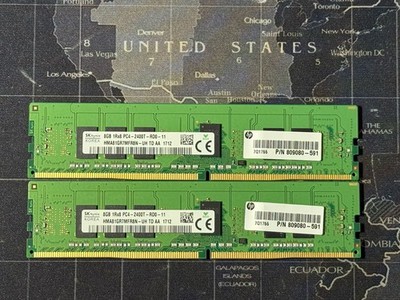 Lot of (2) SK Hynix 8GB PC4-2400T-RD0 ECC Registered Server RAM HMA81GR7MFR8N-UH