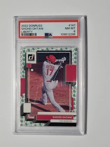 2022 PANINI DONRUSS SHOHEI OHTANI #147 LIBERTY PARALLEL PSA8