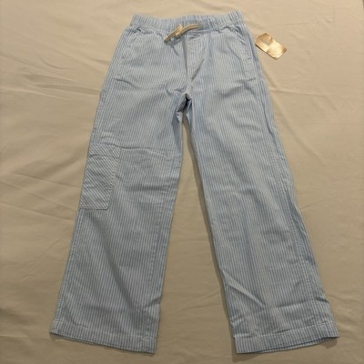 NWT Thereabouts Girls Blue Stripe Cargo Pants   Sz 10/12 Cotton Adjustable Waist