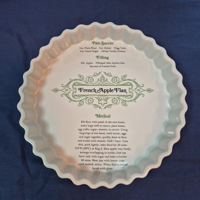 French Apple Flan Dish Ceramic Recipe Dish Ceramic quiche tart dish Vintage 11''