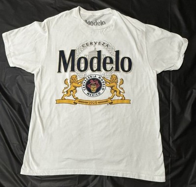 Modelo Mexican Beer Men's T-Shirt White Size Large 100% Cotton