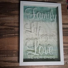 10X 15 Shadow Box, Family Where Life Begins And Love Never Ends Wall Decor