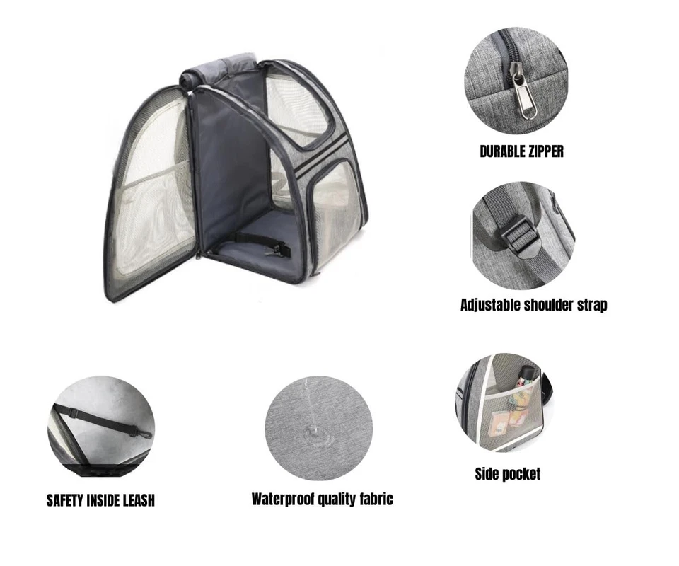 Haustier Rucksack für kleine Katzen, Hunde belüftetes Design Sicherheitsgurte - Bild 4 von 4