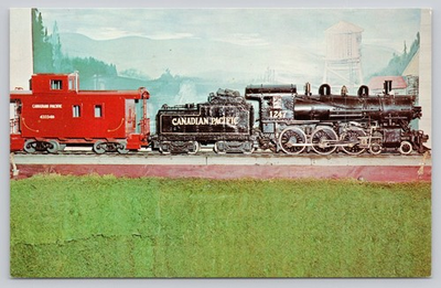 #ad Canadian Pacific Model Steam Train Wiarton Ontario Postcard 1950s CP 1247 $4.75