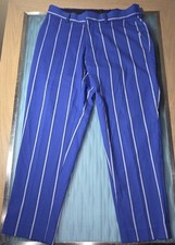 Asos Design Mens 30×30 Pants Tapered Striped Blue & White