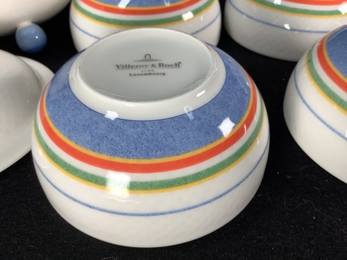 4 Villeroy & Boch Tipo Viva 4" Salsa Dip/Zuckerschalen & Deckel 8 Unzen Schlüssel Biskaya - Bild 2 von 20
