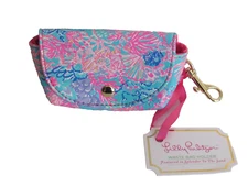 Lilly Pulitzer Dog Waste Bag Holder w/ Clip Splendor in the Sand Pink Blue NWT