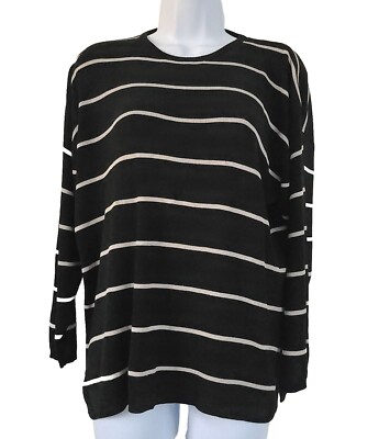 FINITY NATURALS Womens Sweater Small Black Silk Pullover Long Sleeve Career 