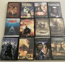 Premium Lot of 12  DVDs - Hit Movies: Jaws, Indiana Jones, Back 2 The Future, EX