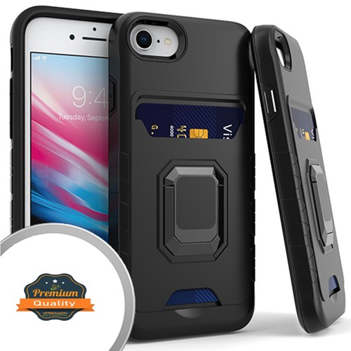 For Apple iPhone SE 3 (2022) /8/7 Wallet Credit Card Slot Ring Stand Case Cover - Picture 2 of 37