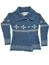 Fat Face Uk Size 8 Thick Cardigan Knit Jacket Cosy Comfy Warm Soft Blue Collared