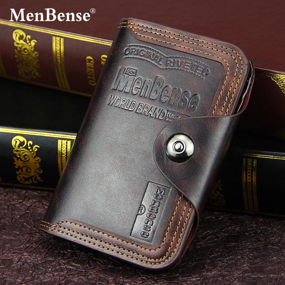 Cartera de Bolsillo para Hombres Cuero Genuino Billetera Leather