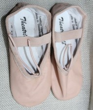 THEATRICALS PINK LEATHER BALLET FLAT SLIPPERS, KIDS 6.5M