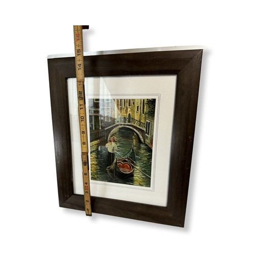 Venice Original OOAK Oil Painting Gondolier Bridge Scene Framed 15”x13” VGUC - Picture 12 of 12