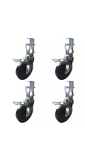5" Hard Rubber Locking Scaffolding Caster with 1.25 Inch Square Shank 4 EA w Pin
