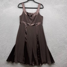 Davids Bridal Womens Dress A-Line Brown Sleeveless Scoop Neck Zip Strap Size 12