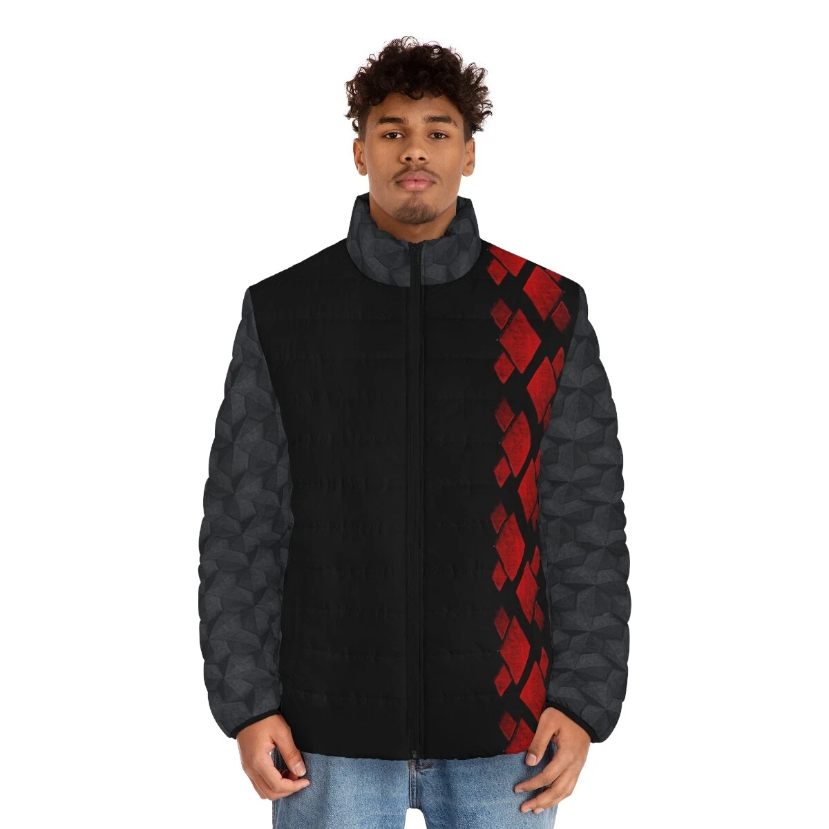 Fun & Unique Harley Quinn Deadpool Men's Puffer Jacket (AOP)
