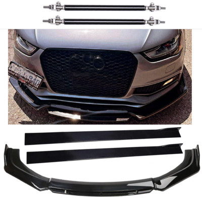 Front Bumper Spoiler Splitter Lip Side Skirt /Strut Rods For Audi A5 A4 A3