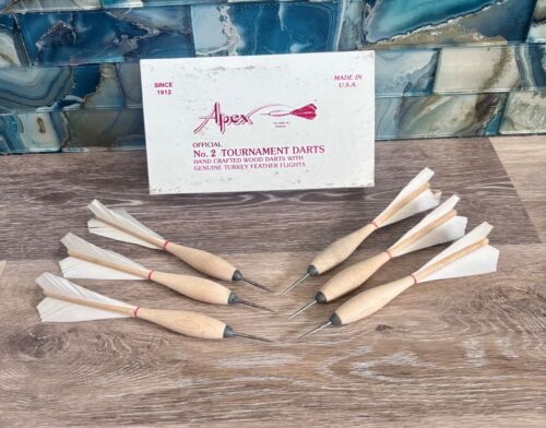 SIX W/Box APEX Official #2 Tournament Darts Hand Crafted Turkey Feather Flights