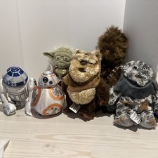 Disney parks Star Wars lot of 6 Plush Chewbacca Yoda Ewoks R2-D2 BB8