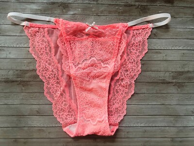 Nwt Victorias Secret Dream Angels Lace & Mesh String Bikini Panty L Neon Nectar