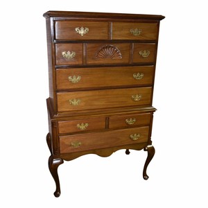 Vintage Drexel Mahogany Queen Anne Chest On Chest W Fluted Columns