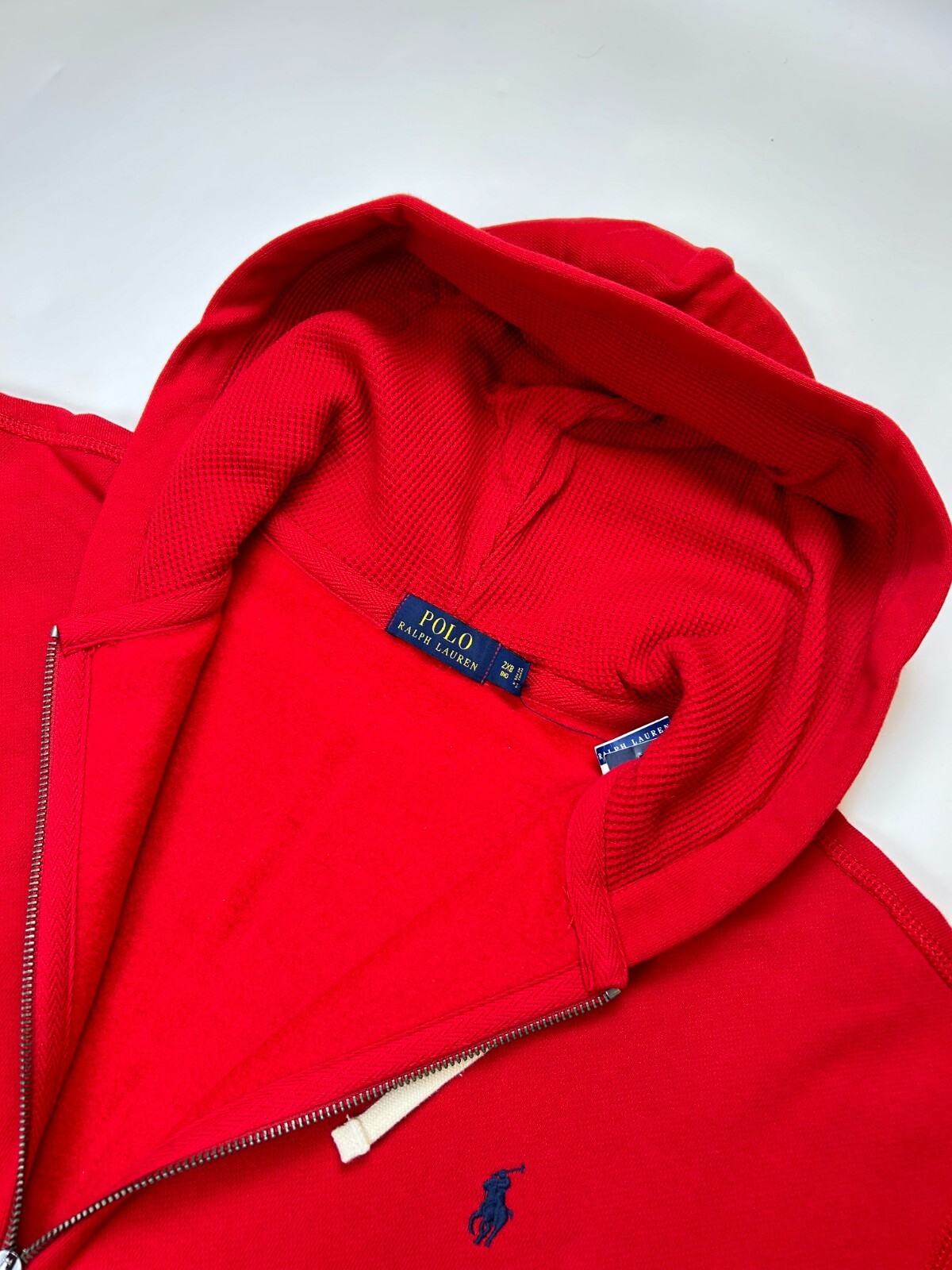 PONY Polo Ralph Lauren Felpa con cappuccio e cappuccio full zip grande e alta con frangia Rosso