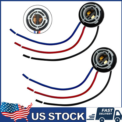 2PCS 1157 2357 Stop Brake Turn Light Bulb Socket Harness Wire Pig Tail Plug LED