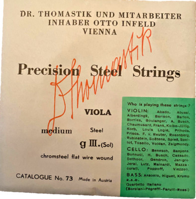 Thomastik Precision Steel  Saite Viola  Ton G mittlere Spannung handmade in Wien