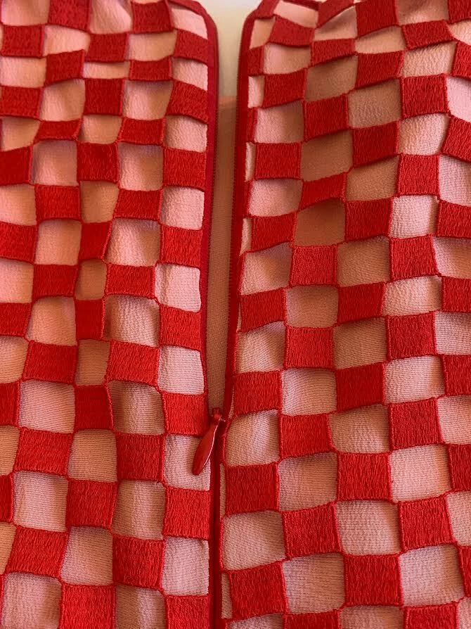 $3.990 AKRIS ABITO DA COCKTAIL MOTIVI CUORE GALLO SAN VALENTINO RICAMATO SOVRAPPOSIZIONE 8