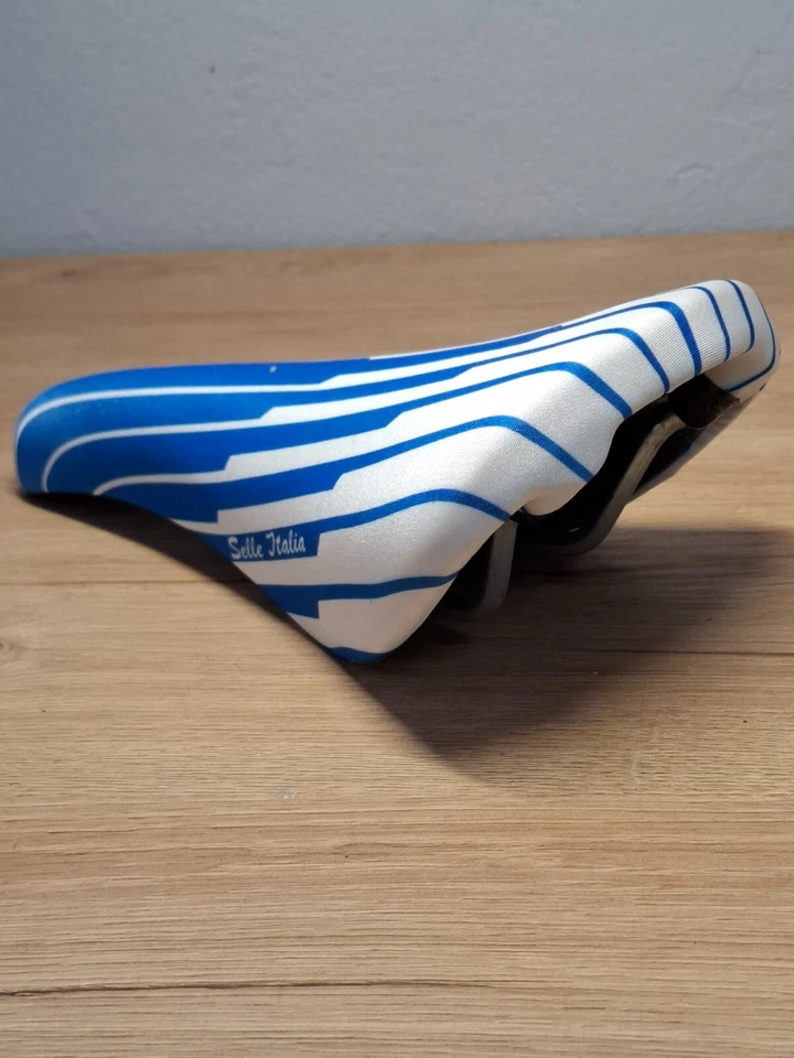 Sillín retro vintage para bicicletas NOS Selle Italia rayas azules Foto 3 de 4