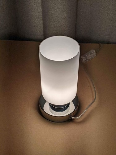 Elli Glass Shade Up light Touch-On Cylinder Metal table lamp 9in. tall HBL2127 - Picture 2 of 2