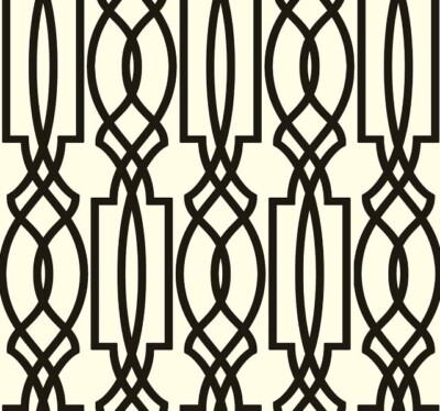 Wallpaper Designer Black on Eggshell White Imperial Trellis 60 Sq Ft Bolt