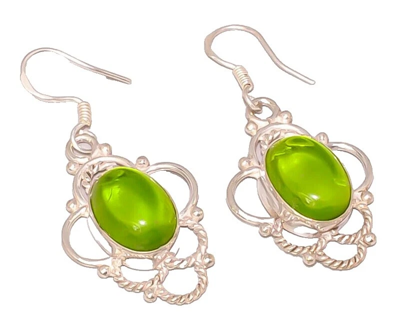 Peridot Silver Plated Hoop Fashion Earrings
