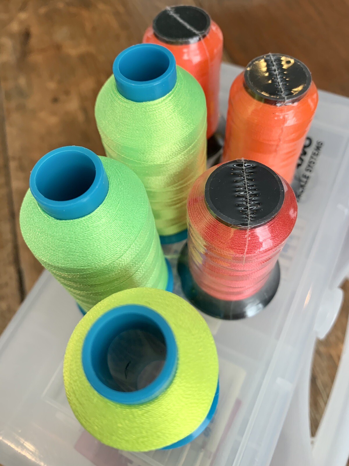 6 Full Cones Neon Machine Embroidery Thread Yellow-Lime-Orange