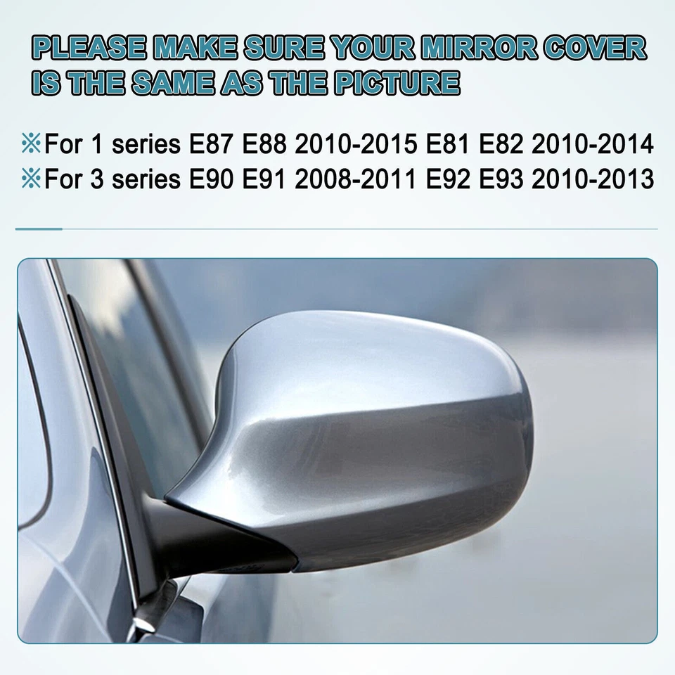 Pair BMW E90 E92 E93 LCI 2008-2011 Carbon Fiber M3 Style Mirror Cover Caps Foto 2 de 4