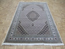 6'9 x 10 Fine Hand Knotted Ivory Mahi Tabrez Oriental Rug Wool & Silk G9483